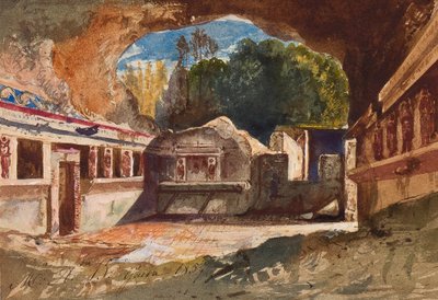 Tepidarium, Pompeii, med tillegg av prinsesse Maria Annunziata di Borbone (1843-1871), 1857 (blyant, wc og gouache på papir) av Giacinto Gigante
