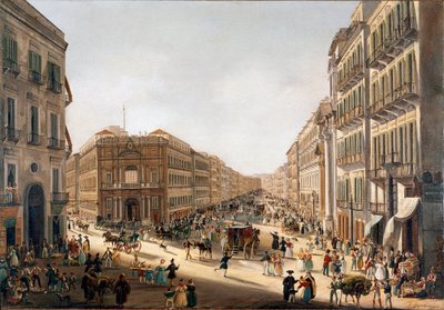 Utsikt over gaten Toledo a Napoli (Utsikt over gaten Toledo i Napoli) Maleri av Giacinto Gigante (1806-1876) Napoli nasjonalmuseum i San Martino av Giacinto Gigante
