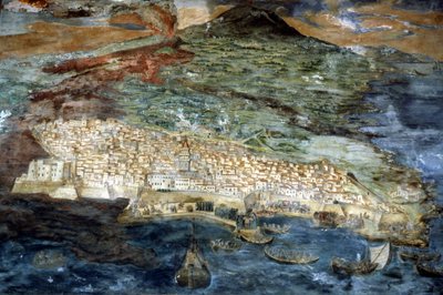 I 1669 ble byen Catania (Sicilia) ødelagt av Etna-utbruddet. Maleri av Giacinto Platania. Sakristiet til Duomo i Catania. av Giacinto Platanio