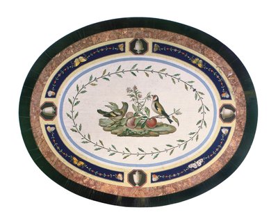 Mikromosaikk bordplate, Roma, sent på 1700-tallet (mosaikk, ormolu-montert ibenholt og sateng) av Giacomo (attr. to) Raffaelli
