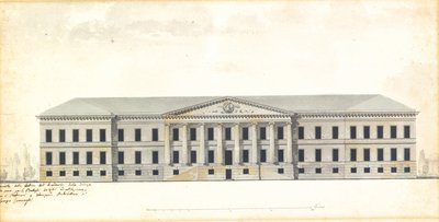 Forhøyning av fasaden til Vitenskapsakademiet i St. Petersburg av Giacomo Antonio Domenico Quarenghi