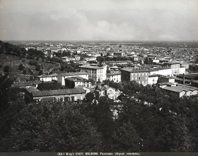 Panorama over Bologna med noen fabrikker og en høyde. av Giacomo Brogi
