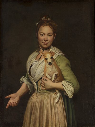 En kvinne med en hund, 1740-tallet. av Giacomo Ceruti