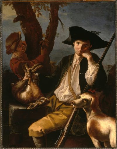 G.F.Cipper kalt Il Todeschini, Resting Hunter / Painting av Giacomo Francesco Cipper
