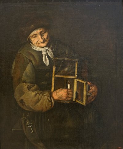 Gammel kvinne med en lampe av Giacomo Francesco Cipper