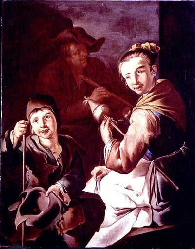 The Spinner (olje på lerret) av Giacomo Francesco Cipper