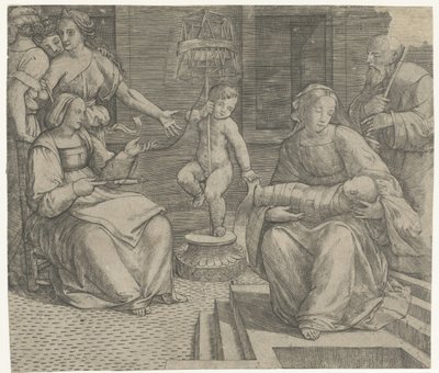 Hellig familie med Elisabeth og døperen Johannes av Giacomo Francia