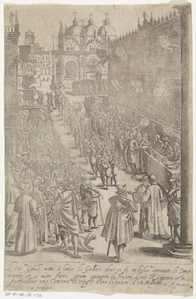 Oppreise fra muzikanten for Dogepaleis Vaner til venetianske menn og kvinner med prosesjonen til Ser.ma Signoria og andre detaljer, det vil si triumfer, fester og offentlige seremonier i den adelige byen Venezia av Giacomo Franco