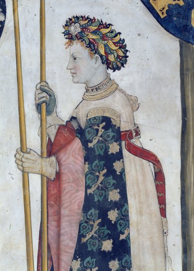 The Nine Worthies and the Nine Worth Women, detalj av Semiramis, 1418-30 (fresco) av Giacomo Jaquerio