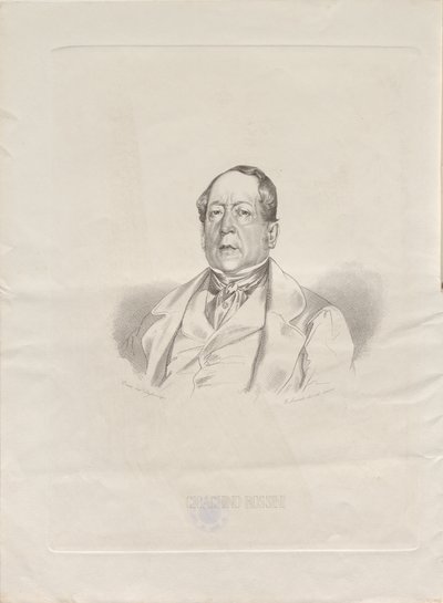 Portrett av komponisten Gioachino Antonio Rossini 1792-1868, 1852. av Giacomo Luzzati