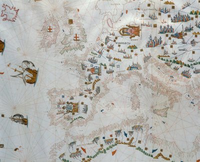 Et nautisk kart, 1564 av Giacomo Maggiolo