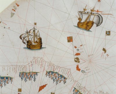 Et nautisk kart, detalj av Kanariøyene, 1564 av Giacomo Maggiolo