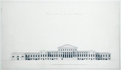 Plan for residensen til prins Youssoupov ved elven Fontanka, St. Petersburg (sett fra hagesiden) av Giacomo Quarenghi