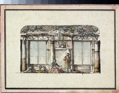 Prosjekt for dekorasjon av et rom med to vinduer. Verk av Giacomo Antonio Domenico Quarenghi (1744-1817), blekk og akvarell på papir. Italiensk kunst, klassisisme. State A. Pushkin Museum of Fine Arts, Moskva. av Giacomo Quarenghi