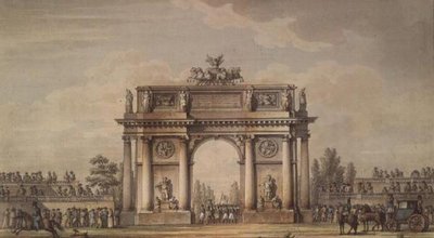 Utsikt over Narva-portene i St. Petersburg med tribuner for tilskuere av Giacomo Quarenghi