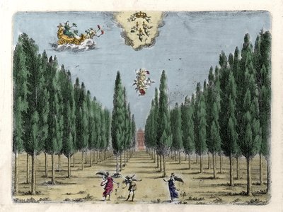 Illustrasjon til operaen i 5 akter “La finta pazza” ”(La Folle supposee) av Francesco Sacrati. Gravering av Jacopo Torelli av Giacomo Torelli