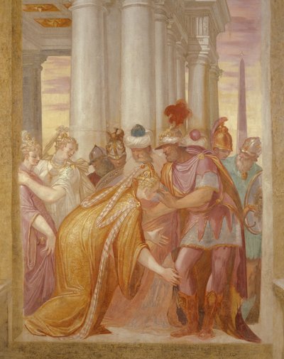 Sentralvegg som viser Sophonisba som ber om hjelp fra Massinissa av Giambattista 1526 78 Zelotti