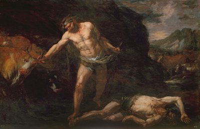 Hercules dreper den gigantiske Cacus og stjeler tilbake storfeet til Geryon av Giambattista Langetti