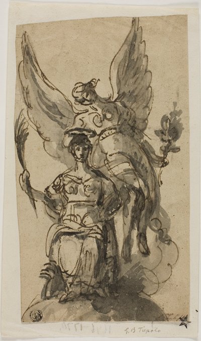 Sittende kvinne kronet av engel av Giambattista Tiepolo
