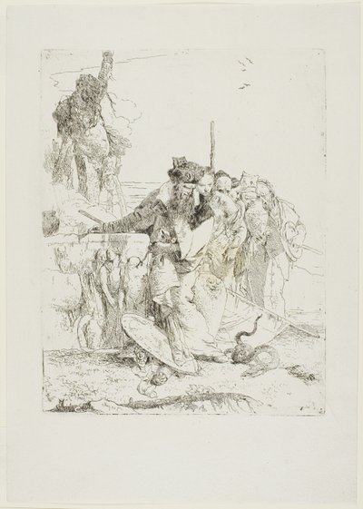 Six People Watching a Snake, fra Scherzi av Giambattista Tiepolo