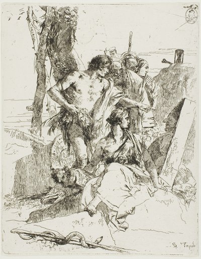 Oppdagelsen av graven til Punchinello, fra Scherzi av Giambattista Tiepolo