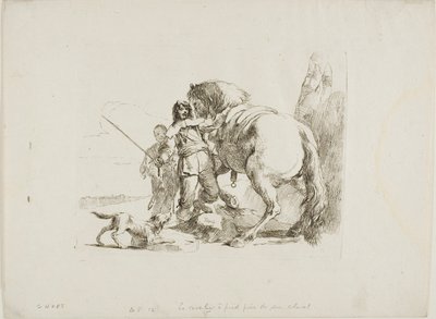 Rytteren som står ved hesten sin, fra Capricci av Giambattista Tiepolo
