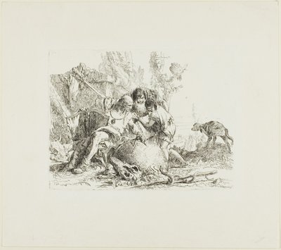 To tryllekunstnere og et barn, fra Scherzi av Giambattista Tiepolo