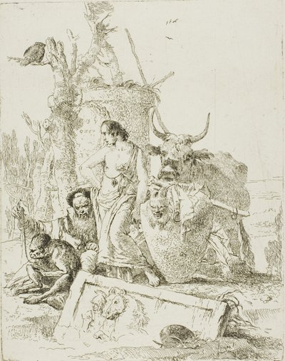 Unge gjetere og gammel mann med en ape, fra Scherzi av Giambattista Tiepolo