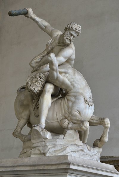 Hercules i kampen mot kentauren Nessus av (after) Giambologna