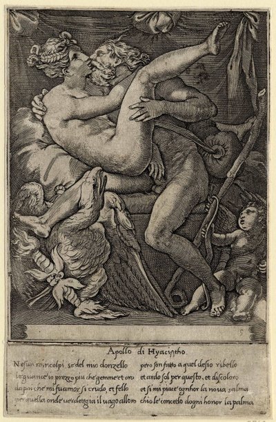 Jupiter og Mnemosyne etter Perino del Vaga, 1527 av Gian Jacopo Caraglio