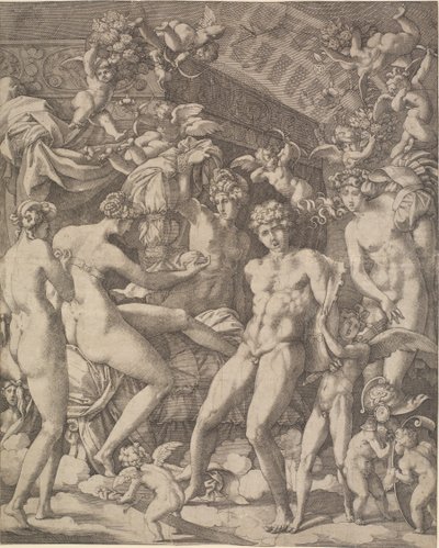 Venus og Mars med amoriner og tre nåder av Gian Jacopo Caraglio