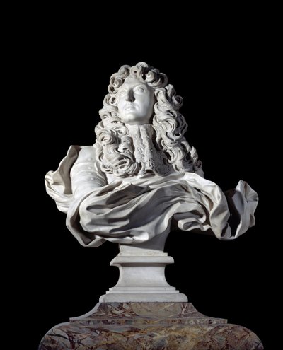 Byste av Louis XIV, konge av Frankrike. Skulptur av Gian Lorenzo av Gian Lorenzo Bernini