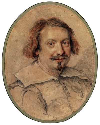 Portrett av Ottaviano Castelli par Bernini, Gianlorenzo (1598-1680), - Svart kritt og sangvin på papir, 24,5x19 - Privat samling av Gian Lorenzo Bernini