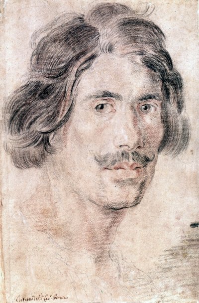 Selvportrett av Gian Lorenzo Bernini (Bernin) (1598 - 1680), italiensk skulptør, maler og arkitekt. National Prints and Drawings Department, Roma. av Gian Lorenzo Bernini