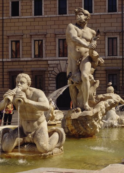 Moro-fontenen, detalj av elveguder og monstre, 1653-5 steindetalj av 96887 av Gian Lorenzo Bernini
