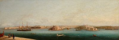 Grand Harbour og tre byer fra kaien i Valletta, 1869 av Giancinto Gianni