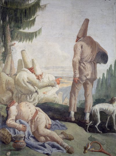 Pulcinella på ferie av Giovanni Domenico Tiepolo