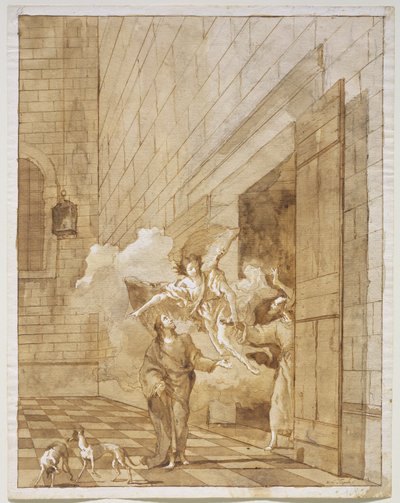 Frigjøringen av St. Peter og St. Johannes fra fengselet, ca. 1770 av Giovanni Domenico Tiepolo