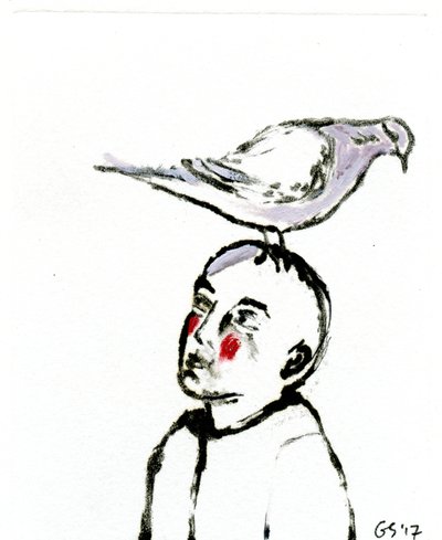 Homecoming II, 2017, (olje på papir) av Gigi Sudbury