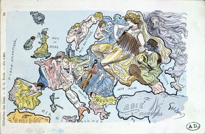 Postkort som viser landene i Europa som kvinne-europa av Gil Baer