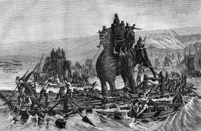Hannibal krysser Rhone, 218 f.Kr. 1882-1884 av Gilbert