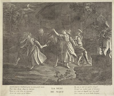 Natt: runddans av unge menn og kvinner La nuit / Natten (tittel på objekt) av Gilbert Schoute