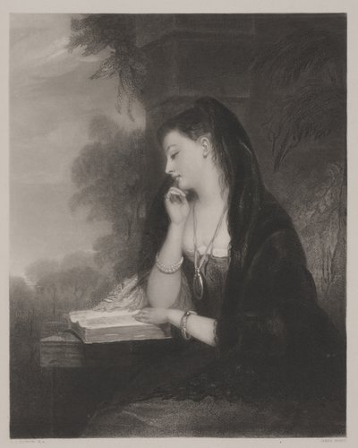 The Pensive (aquatint) av Gilbert Stuart Newton