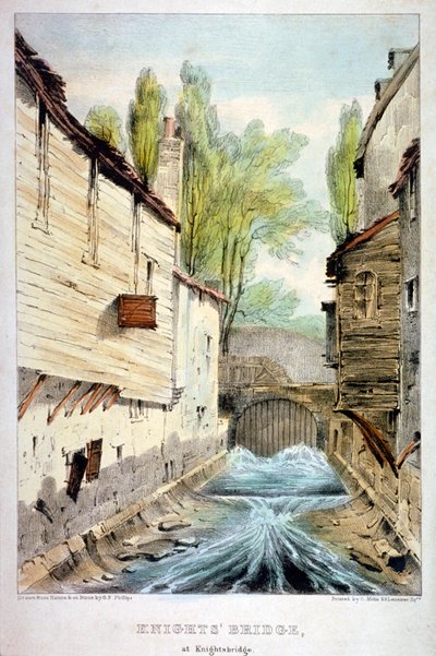 Knights' Bridge, Knightsbridge, Westminster, London, c1825 av Giles Firman Phillips