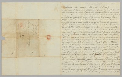 Brev til Samuel Fox fra Giles Saunders angående slavehandel, 9. mars 1847. av Giles Saunders