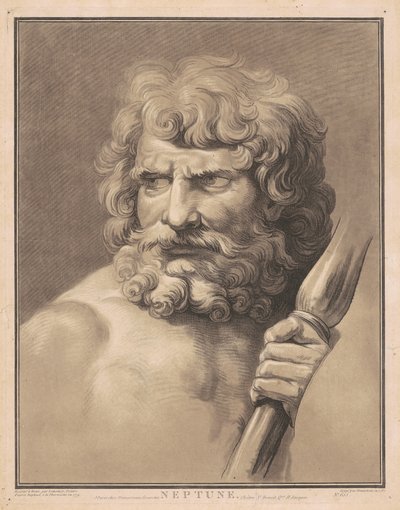 Neptun av Gilles Antoine Demarteau, after Anicet Charles Gabriel Lemonnier, after Raphael