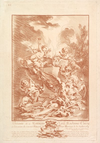 Allegori til minne om et ekteskap Allegori til minne om ..., midten av 1700-tallet. av Gilles Demarteau