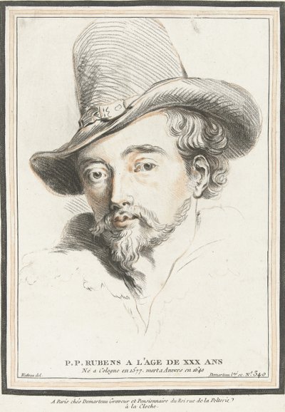Portrett av Peter Paul Rubens i en alder av 30 av Gilles Demarteau