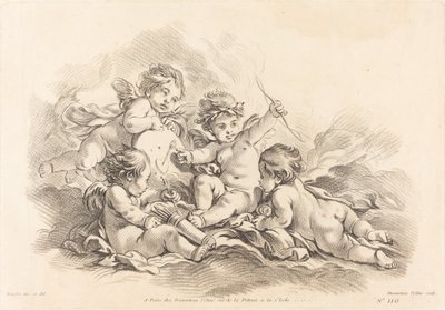 Fire kjeruber på måltrening av Gilles Demarteau, the Elder after François Boucher