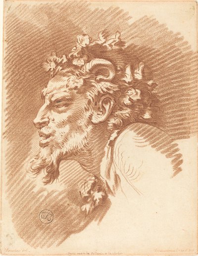 Hodet for en faun av Gilles Demarteau, the Elder after François Boucher